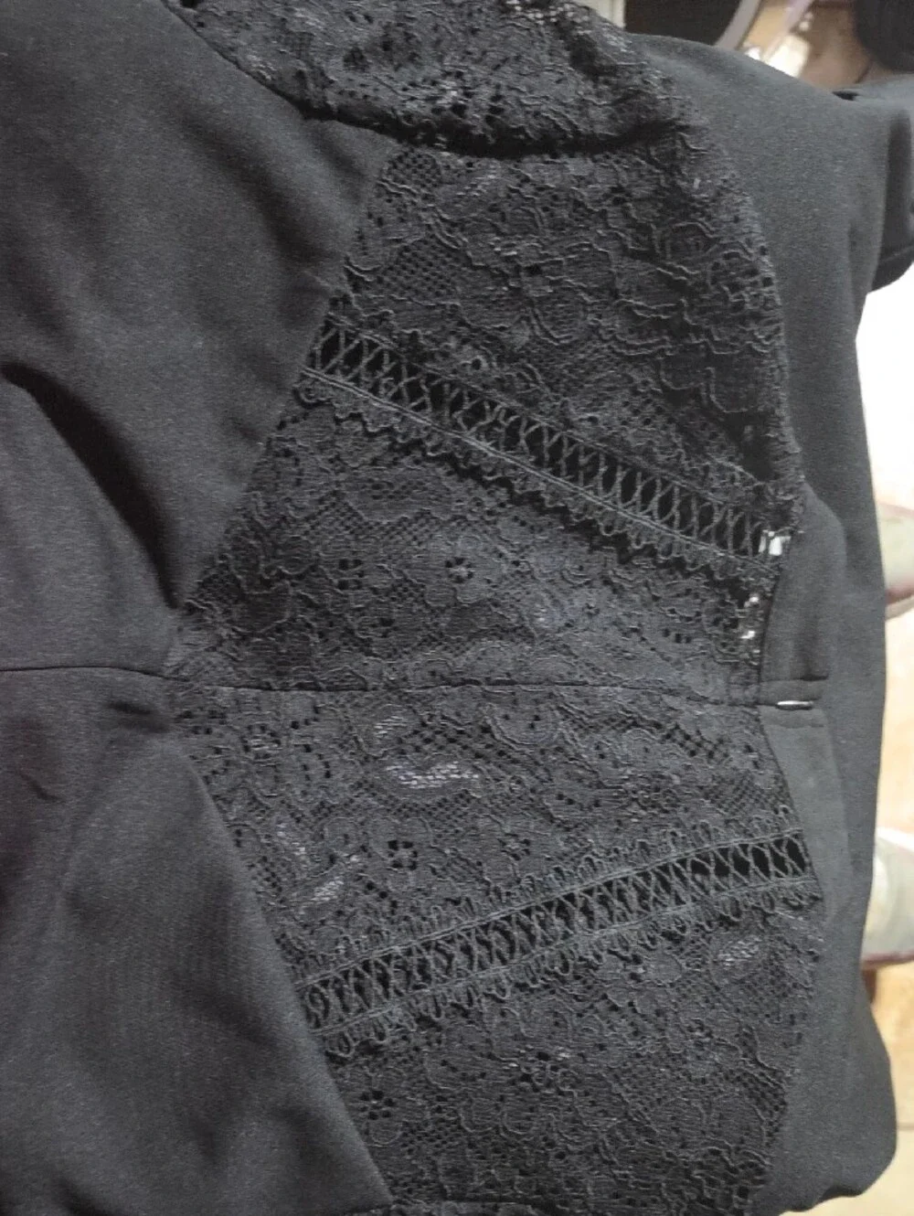 ASOS Black Lace-Panel High Neck Mini Dress NWOT Size 16 - Picture 5 of 5
